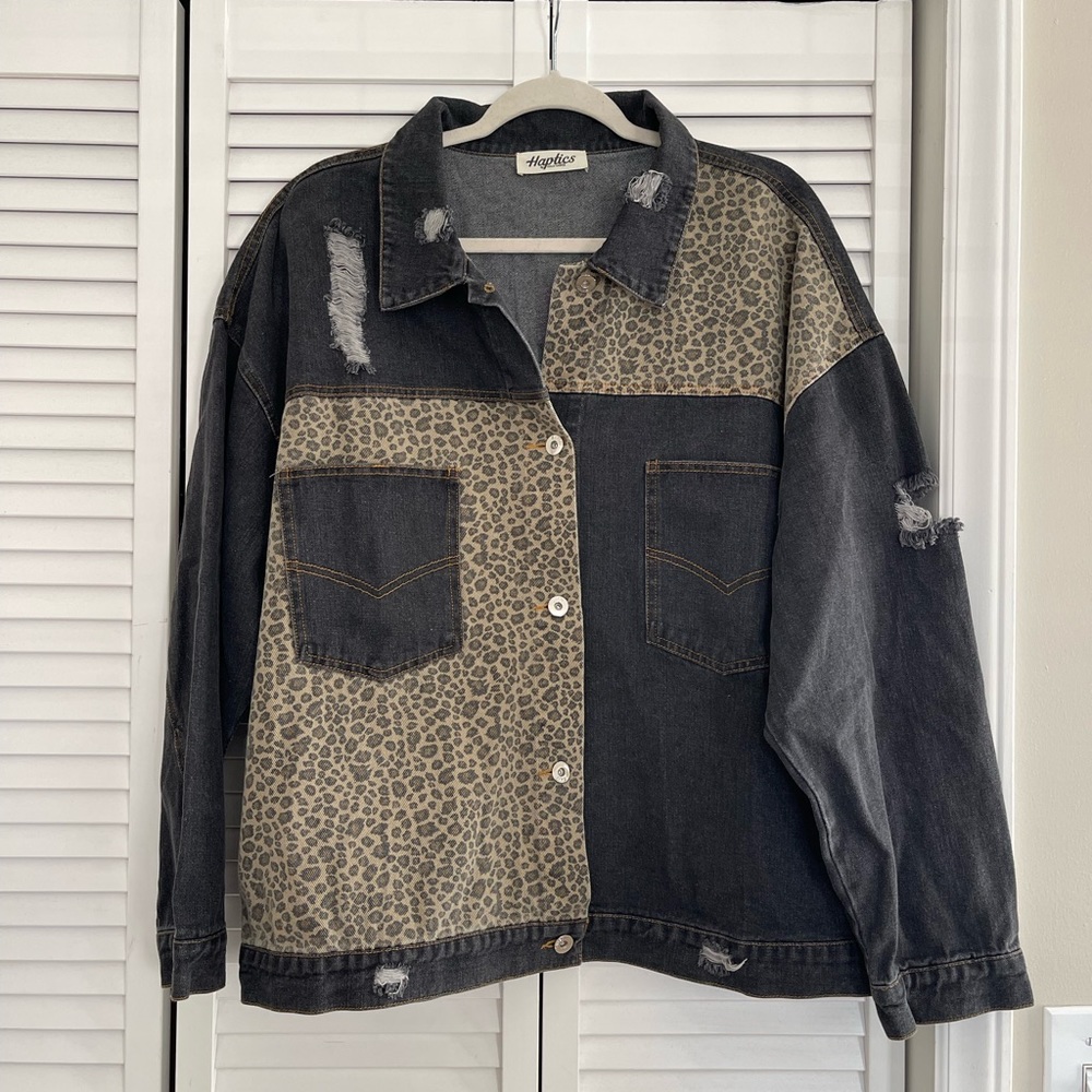 Haptics leopard Jean Jacket/Shacket